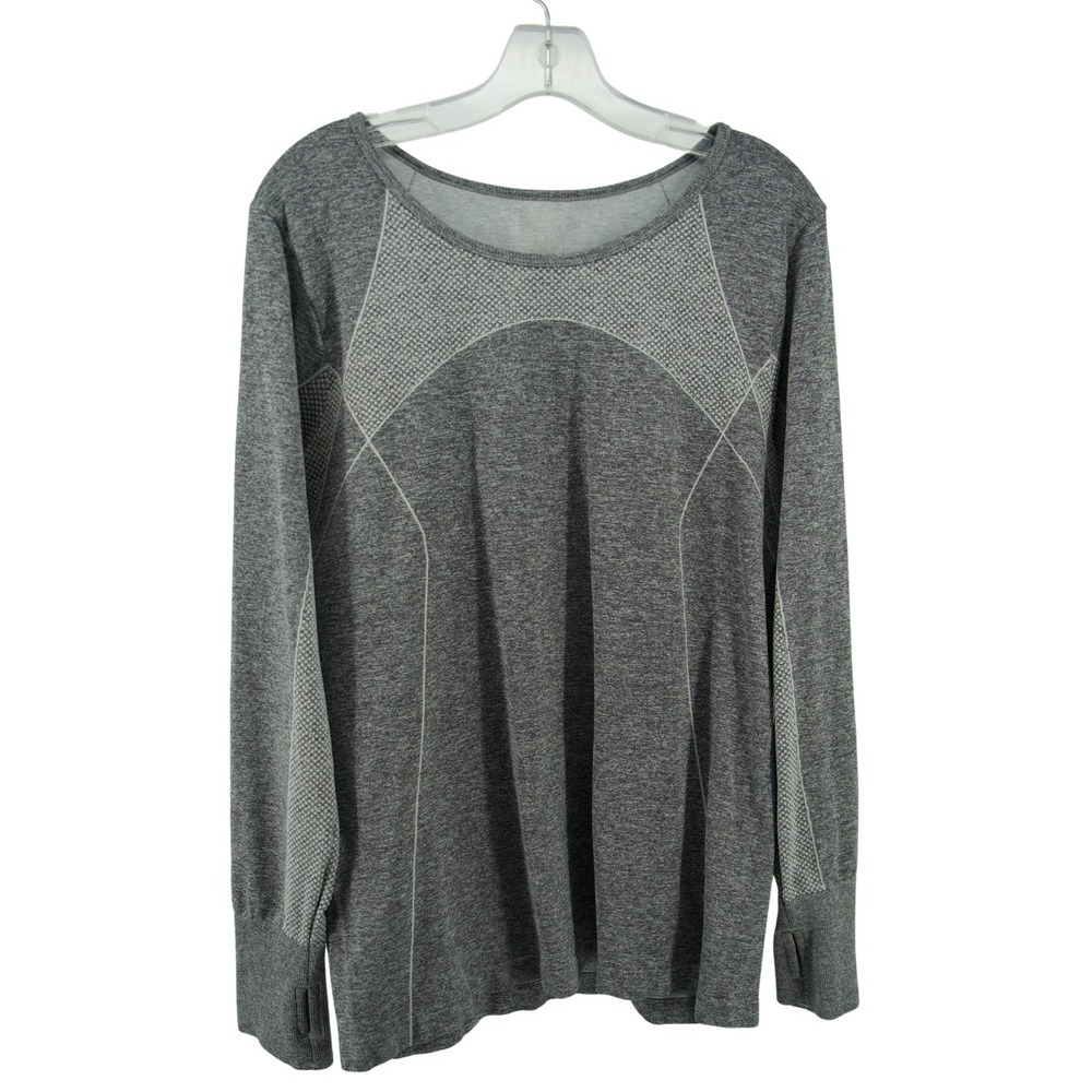 Everlast Sport Long Sleeve Athletic Top Womens XL Gray Workout Thumb Hole Active